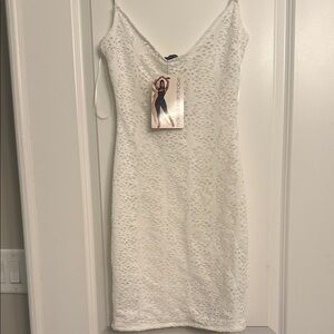 Naked Wardrobe White Lace Mini Dress M